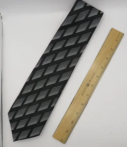 Joseph & Feiss International Black/White 100% Silk Classic Dress Neck Tie-58"x4" - Picture 1 of 7