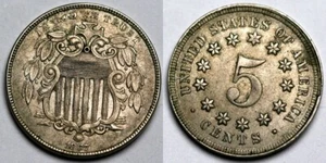 1867  Shield Nickel - Repunched Date Error - Picture 1 of 2