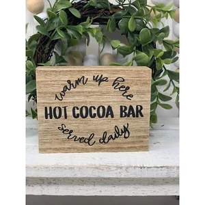 Farmhouse Mini Hot Cocoa Sign 4 inch Freestanding Tiered Tray Decor Holiday New - Picture 1 of 9