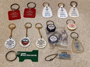 Mixed Vintage LOT OF 14 NAVY ARMY NATIONAL GUARD & COAST GUARD Keychains - Picture 1 of 10
