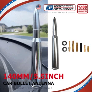 CHROME Bullet Antenna for Ford F150 Chevy Silverado GMC Sierra Dodge RAM 50 Cal - Picture 1 of 22