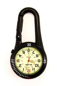 Black Clip-on Carabiner FOB Watch For Doctors Nurses Paramedics Chefs Sports - Picture 1 of 1