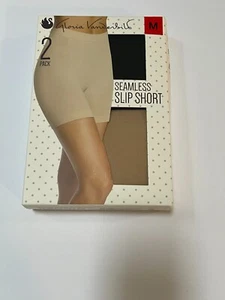 Gloria Vanderbilt Pack Of 2 Women's Beige Black Seamless Slip Short Size: Medium - Picture 1 of 5