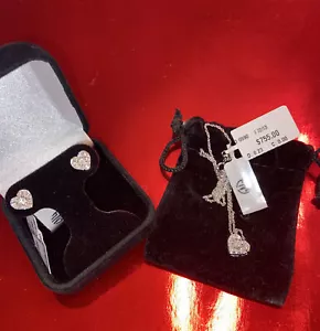 NEU! Effy Eny STERLINGSILBER & DIAMANT HERZ HALSKETTE & OHRRINGE SET/ 1.280 $ - Bild 1 von 8