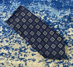 Donald J. Trump Signature Collection Blue Gray Silver Geometric Handmade Necktie - Imagen 1 de 4