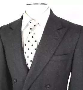 Worsted Wool 38R Double Breasted Vintage Sport Coat Peak Lapel Side Vents - Picture 1 of 9