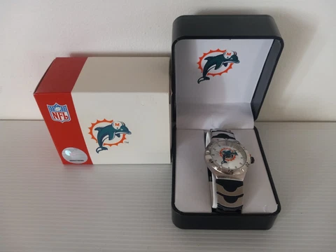Miami Dolphins NFL Rubber & Stainless Steel Men's Watch Game Time Avon NOS 2006 Cover