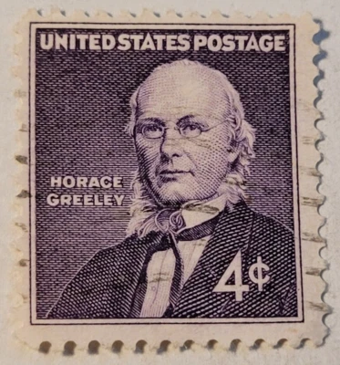 U.S. Postage ~  Horace Greeley ~ 4¢ Violet Stamp ~ Posted ~ 1961 ~ P22 - Image 1 of 4
