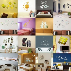 Mirror Wall Silver Gold Sticker DIY Decal Vinyl Art Mural Home Office Decor - Picture 1 of 46