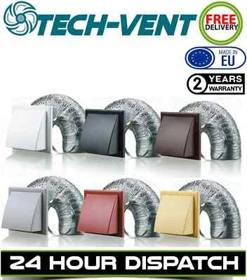 4" 5" 6" Cooker Hood Duct Cowl Gravity Fixed Vent Kit Fan Extractor Tumble dryer - Image 1 of 4