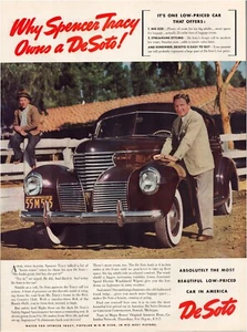Print Ad De Soto 1939 Custom Spencer Tracy Full Page Large Magazine 10.5"x13.5" - Picture 1 of 1