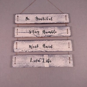 Be Grateful Stay Humble Hanging Wall Sign Handmade Rustic Wood Decor Gift Ladder - Picture 1 of 5