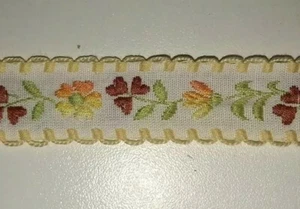 Vintage New Old Stock bestickt gelb Blumen Nähen Borte 3/4 Zoll mal 1 Yard - Bild 1 von 2