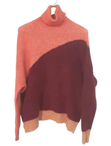 ZARA Sweater Sz S Mohair Wool Blend Knit Turtleneck Asymmetric Oversized - Picture 1 of 6