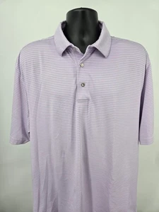 Straight Down Polo Shirt Large Purple Stripe Golf Performance Preppy Golfer Men - Picture 1 of 15