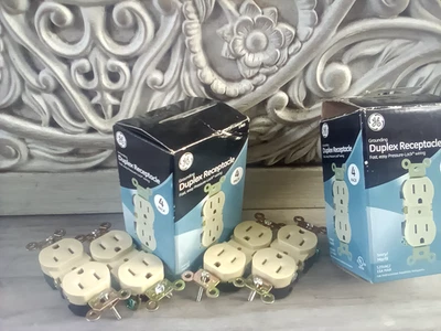 2, 4-packs of GE Grounding Duplex Receptacle, 125VAC/15A #17803, ivory color. - Image 1 of 4