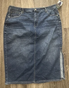 gonna donna edita da Remi Bader 18W blu denim taglie forti elasticizzata lavaggio medio - Foto 1 di 6