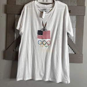 Bugs Bunny Olympics Shirt Team USA White Looney Tunes Embroidered Women’s XXL - Picture 1 of 7
