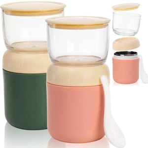 2 Pack Insulated Yogurt Container, 24oz Breakfast On the Go Cup with Plastic ... - Picture 1 of 8