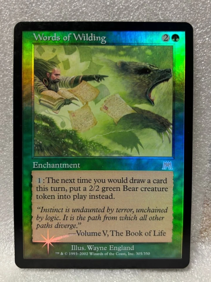 MTG Words of Wilding Foil English Onslaught Card PlayED Used - Image 1 of 2