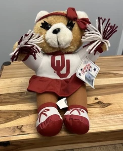 NWT - Oklahoma Sooners GameTime Plush Cheerleader Stuffed Teddy Bear 10 Inch - Picture 1 of 6
