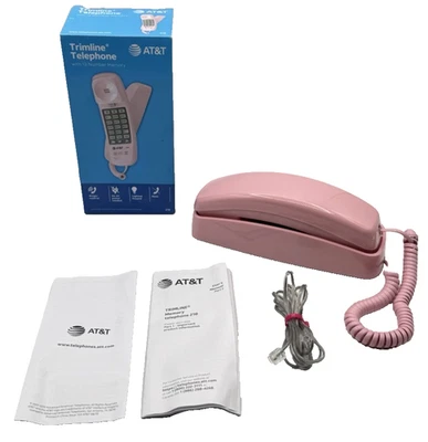 AT&T 210 Basic Trimline PINK Corded Phone Single Line 13 Number Memory With Box - Image 1 of 4