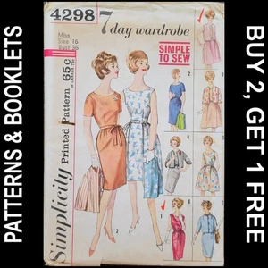 Armadio vintage Simplicity Misses' modello 7 giorni #4298 taglia 16 NON TAGLIATO - Foto 1 di 6
