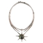 Rare Salvador Teran Taxco Mexico 1960s Sterling Jasper Atomic Starburst Necklace