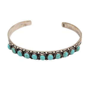 Brazalete Brazalete Estampación Turquesa Plata Esterlina De Colección Alfombra Navajo Estampación - Imagen 1 de 5