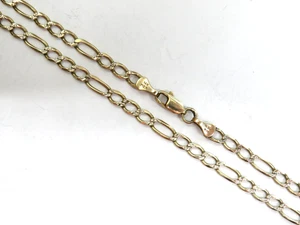👌😍L@@K Solid 14K Yellow & White Gold Figaro CHAIN NECKLACE 28" long Unisex - Picture 1 of 10