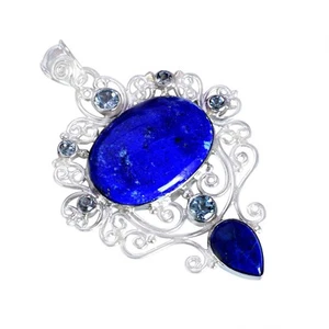 Natural Azul Lapislázuli Piedras Preciosas Plata Esterlina 925 Mujeres... - Imagen 1 de 6