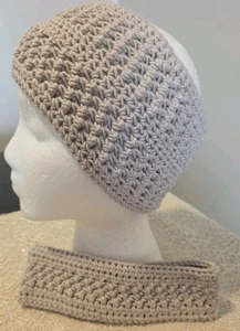 Handmade Crochet Ear Warmer and Headband Gift Set for Women , in Linen  - Picture 1 of 5