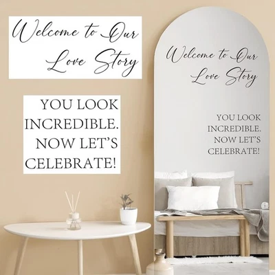 2 Pcs Welcome to Our Wedding Mirror Decal Vinyl Lettering Decal Sticker Removabl - Image 1 of 4