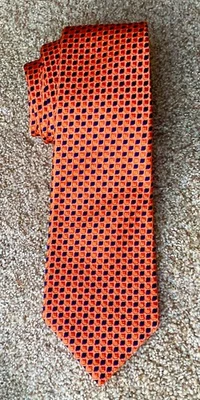 Bonita corbata para hombre Turnbull & Asser cuello naranja azul seda cuadrados Foto 1 de 4