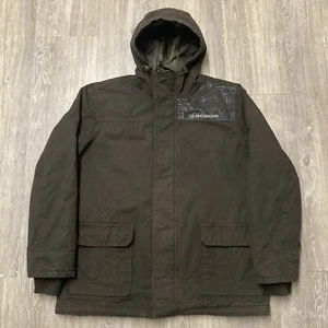 Quiksilver Cappotto Pesante Marrone Imbottito Giacca con Cappuccio Foderato Surf Uomo Large - Foto 1 di 7