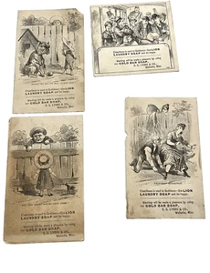 Wabasha Minnesota Lion Laundry Soap RARE Trade Card Advertising LOT of 4 MN - Picture 1 of 10