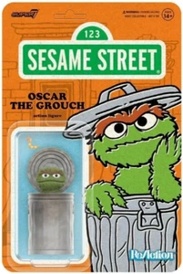 NEW Super7 Sesame Street OSCAR THE GROUCH w/ SLIMY WORM 3.75Inch ReAction Figure - Picture 1 of 3