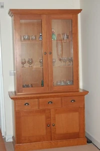Tall Solid Cherry Display Cabinet 2 piece - Picture 1 of 3
