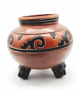 Vintage Leopoldo de Mexico pottery Vase Planter tribal lion head footed Mayan  - Picture 1 of 18