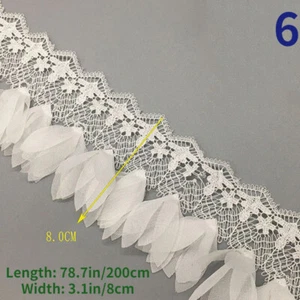 2M Embroidered Tassel Fabric Trim DIY Lace Ribbon Hollow for Clothes Sewing Trim - Picture 1 of 17