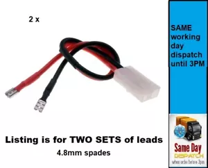 2 x TAMIYA FEMALE BATTERY LEADS MICROCAT, Battery Slip-on 4.8mm Spade terminals - Picture 1 of 3