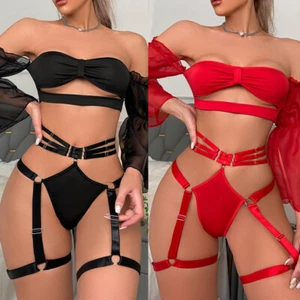 Women Sexy Lingerie Sleepwear Nightwear Bodydoll Bra Panty Garter Set Valentine - Picture 1 of 12