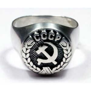 Soviet WW2 Ring Silver Finger (Size T1/2, 10)  CCCP Russia World War 2 Cosplay  