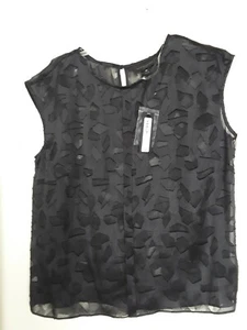 WORTHINGTON PETITE BLACK POLYESTER SLEEVELESS TOP SEE-THRU  SZ PL NWT - Picture 1 of 3