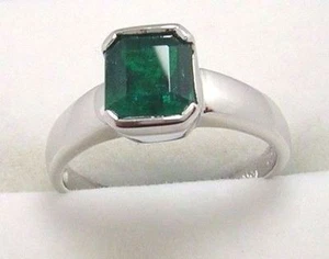 Colombian Emerald Ring 1.38 Cts Emerald Cut 18K Yellow Gold Size 7.75 US Fine M - Picture 1 of 12