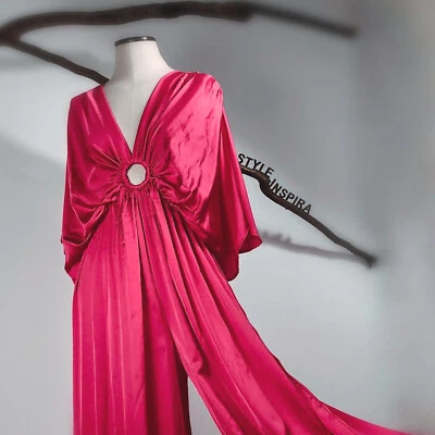 ZARA 💗 OVERALL FULL LENGTH JUMPSUIT EINTEILER SATIN KNITTER  FUCHSIA 9878/138 - Bild 1 von 4