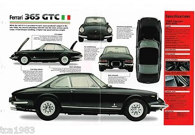 1968/1969/1970 FERRARI 365 GTC SPEC SHEET / Brochure / Pictures - Image 1 of 3