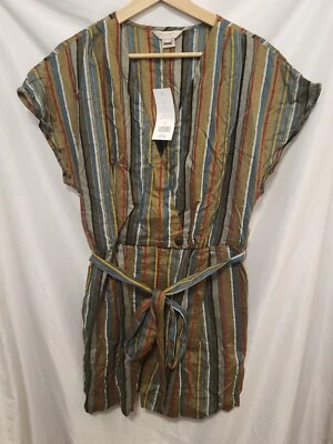 Mameluco French Connection Talla 10 Verde Lagarto Vanya Rayas Seersucker Corbata Transparente Foto 1 de 4