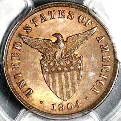 1904 PCGS MS 63 RB Philippines 1/2 Centavo USA Administration Coin (24091901C) - Image 1 of 4