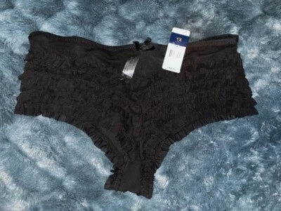 Delta Burke NWT black mesh ruffly boyshorts Size XL - Image 1 of 4